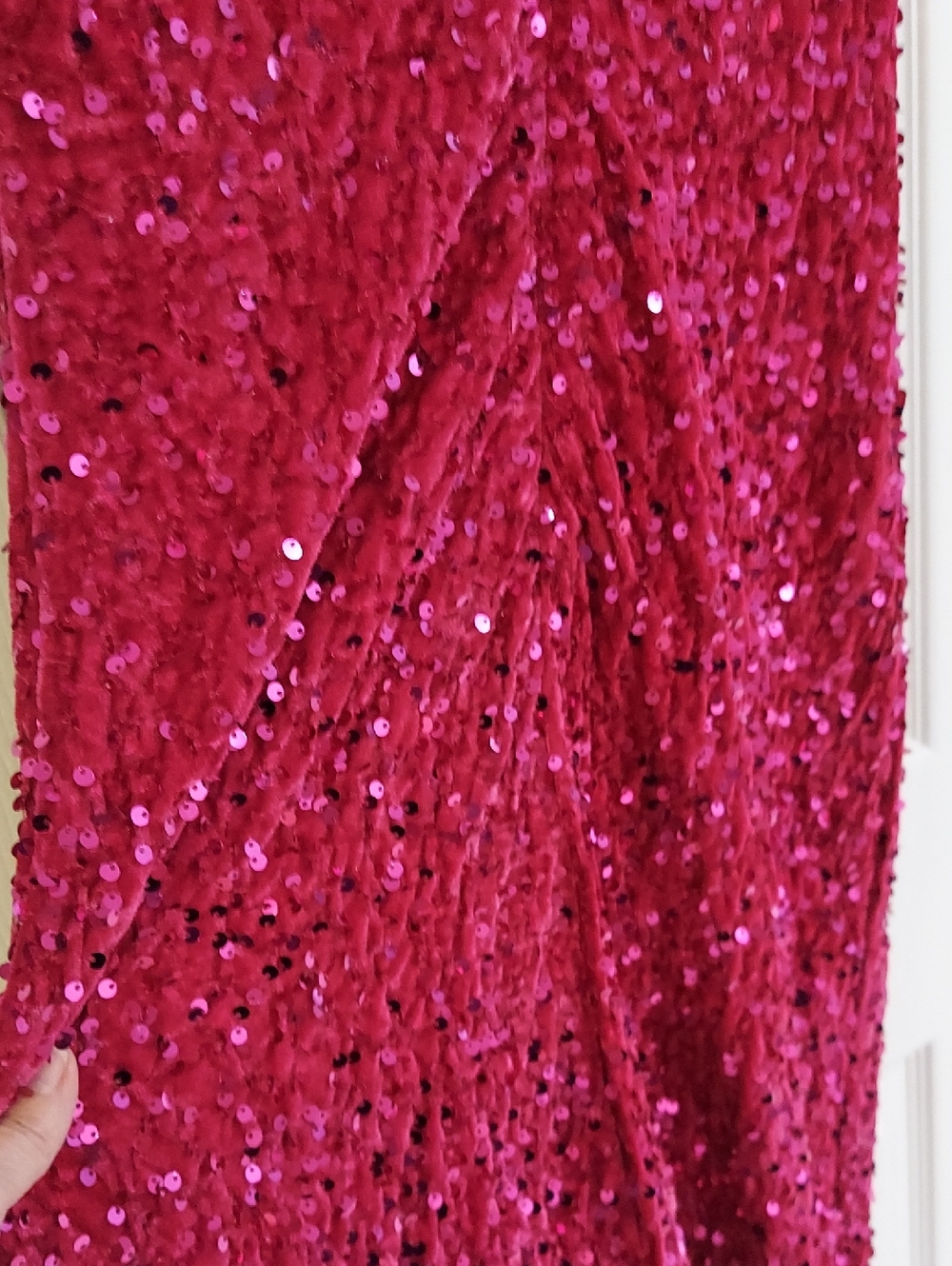 Fashion Nova Dress, New! Size XL, Magenta Pink, Sequins Feathers - Picture 8 of 10